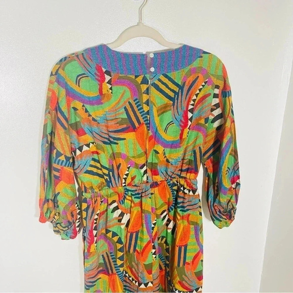 NEW Farm Rio Wide Leg Jumpsuit Anthropologie Tropical Print Linen Blend - Picture 11 of 14